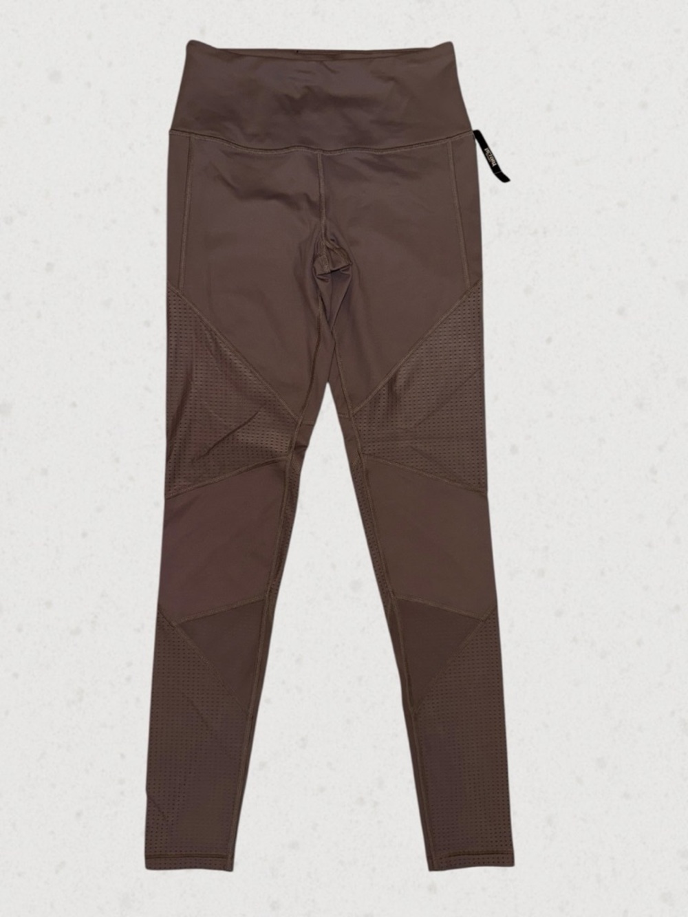 High-Rise Brown Mesh-Panel Leggings